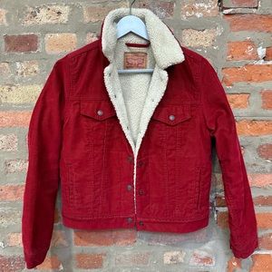 Levi’s red corduroy Sherpa jacket